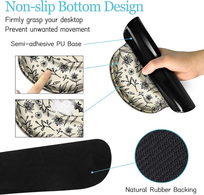LIMKRIAN Goth Bat Mouse Pad Set Large Desk Mat for Desktop, Ergonomic Mouse Pad with Wrist Rest for Gaming, Keyboard Mat Wrist Support Cup Coaster Set, Gothic Office Desk Accessories Decor Supplies - Image 5
